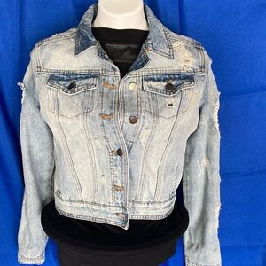 POL Light Blue Distressed Jean Jacket